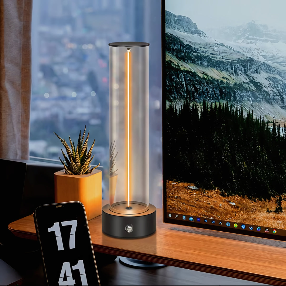 LumièreTube Tischlampe – Minimalistisches Design mit 3 Dimmstufen