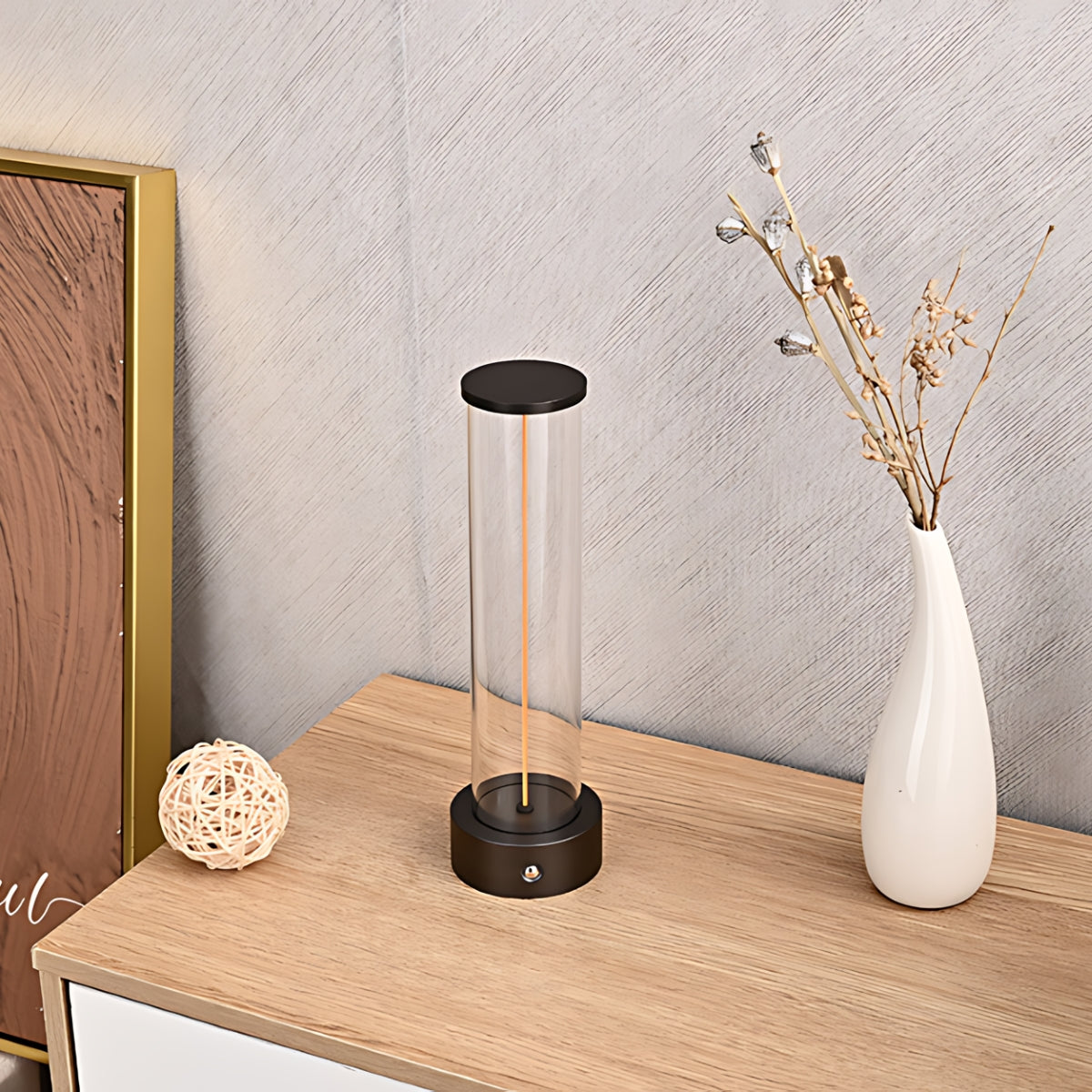 LumièreTube Tischlampe – Minimalistisches Design mit 3 Dimmstufen