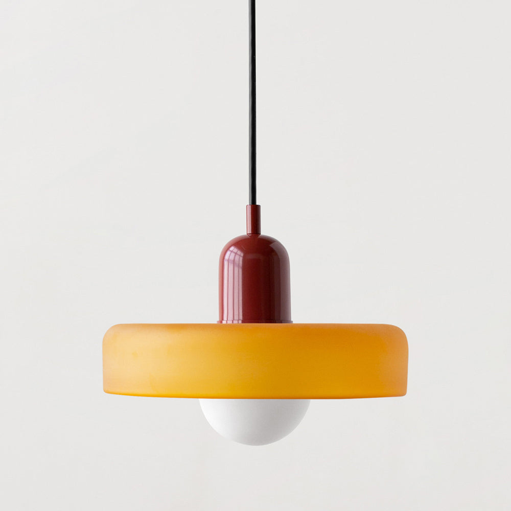 Bauhaus Pendelleuchte aus Farbglas