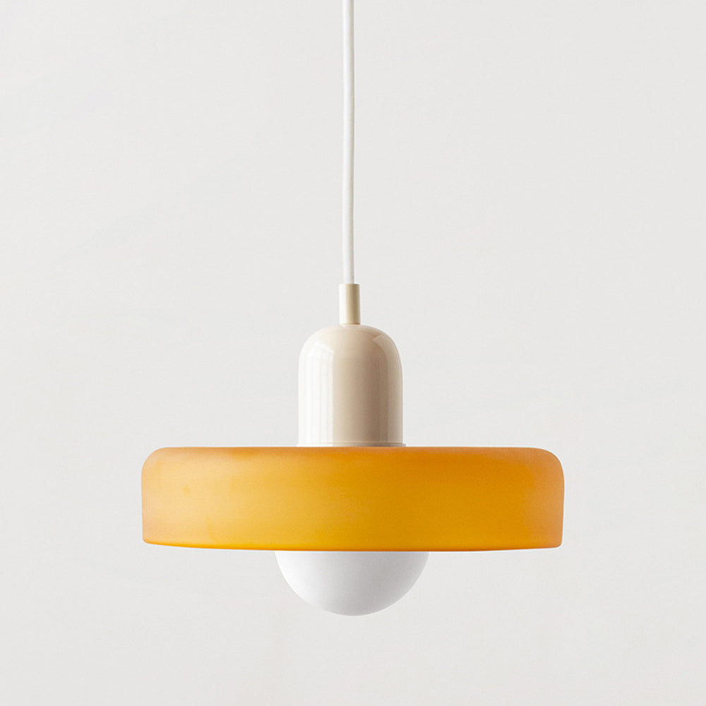 Bauhaus Pendelleuchte aus Farbglas