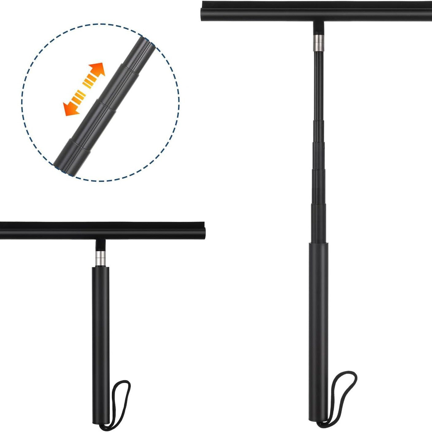 Rakel mit langem Stiel und Schrubber für Glas und Fenster
