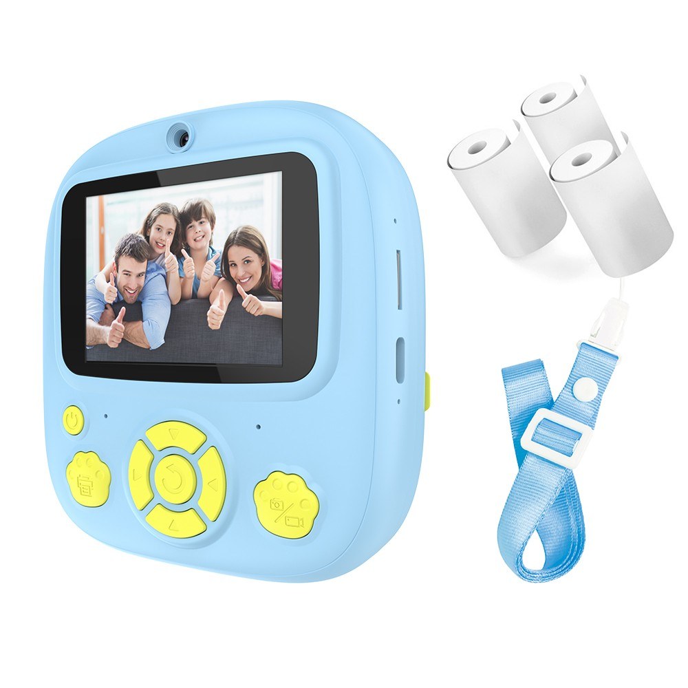 Sofort Thermal Printer Kinderkamera mit 1080P/720P Videoaufnahme, 2,4-Zoll Bildschirm, Timeraufnahme, 3 tintenlose Druckrollen, 32GB Speicherkarte und Kartenleser