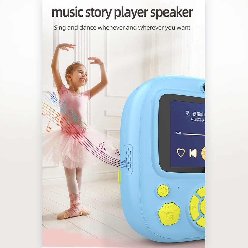 Sofort Thermal Printer Kinderkamera mit 1080P/720P Videoaufnahme, 2,4-Zoll Bildschirm, Timeraufnahme, 3 tintenlose Druckrollen, 32GB Speicherkarte und Kartenleser