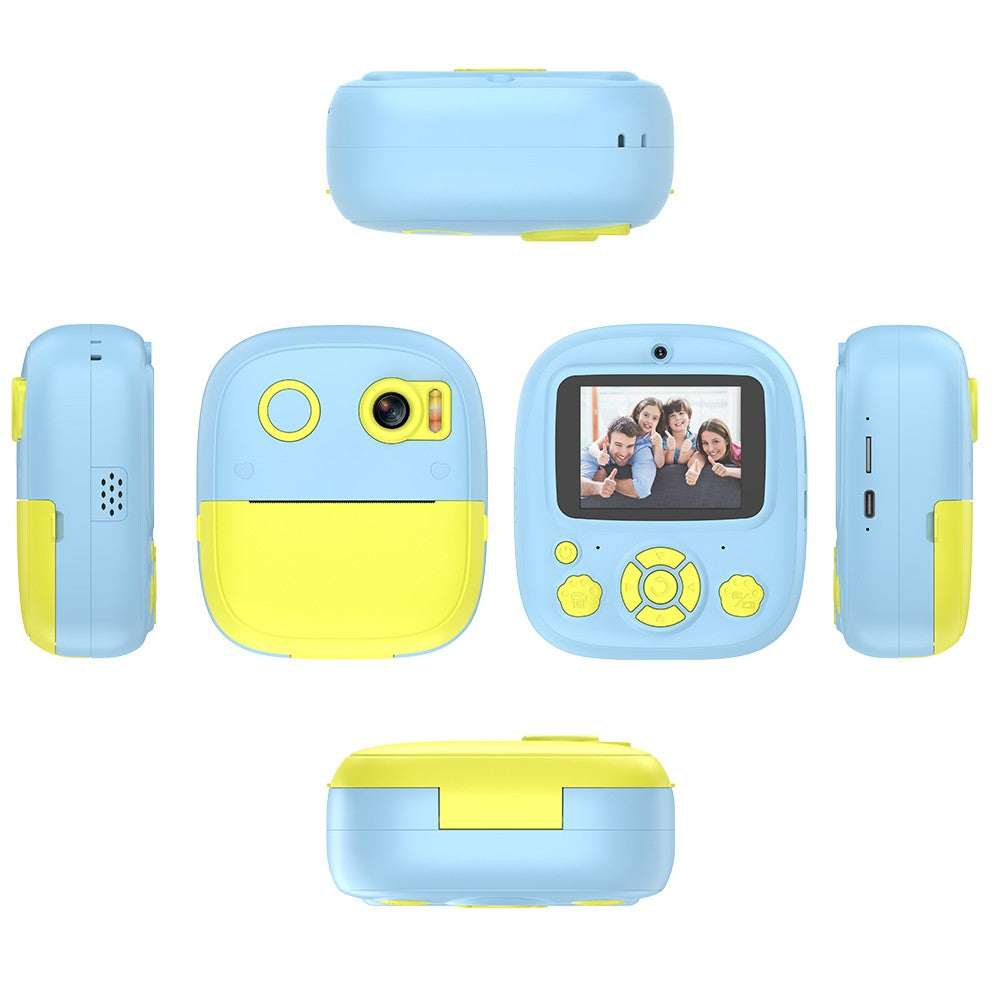 Sofort Thermal Printer Kinderkamera mit 1080P/720P Videoaufnahme, 2,4-Zoll Bildschirm, Timeraufnahme, 3 tintenlose Druckrollen, 32GB Speicherkarte und Kartenleser