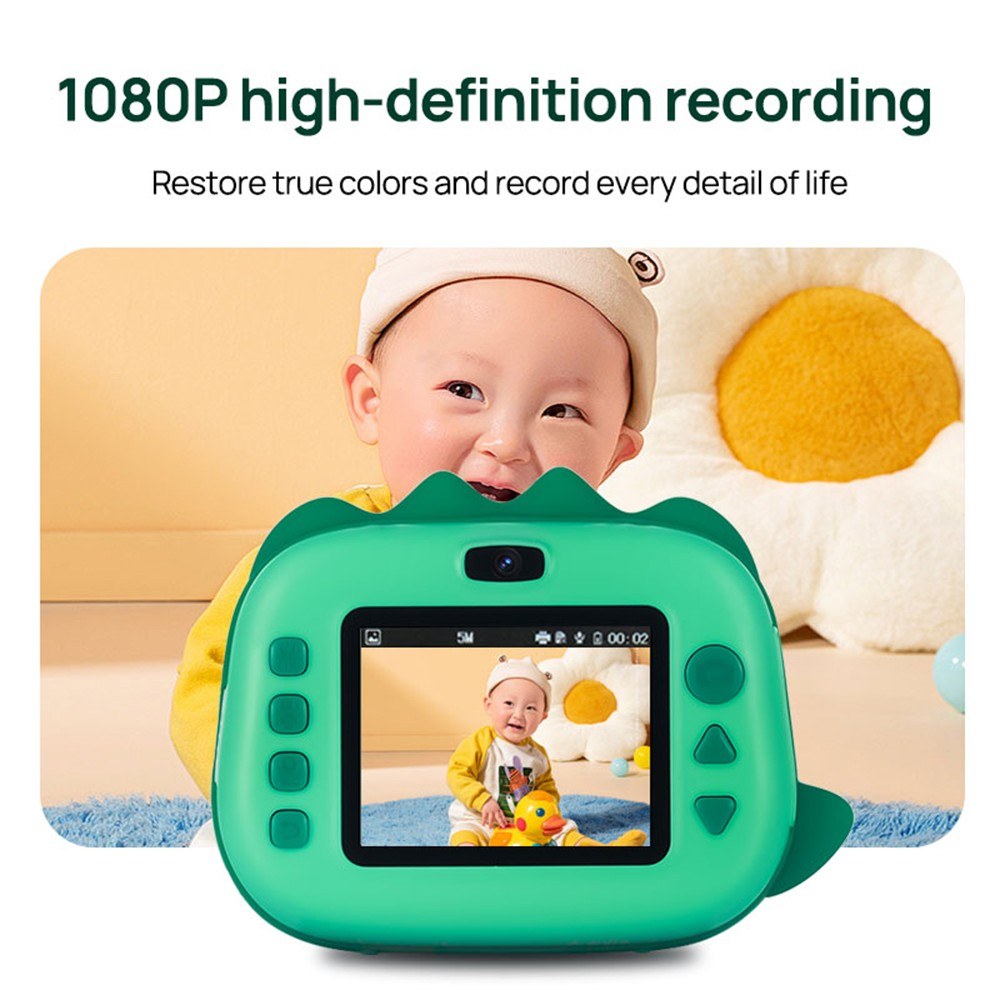 Sofort Kinderkamera mit Thermodrucker, 2.4 Dualscreen, Timer, 1080P Video, tintenloser Druck + 3 Papierrollen