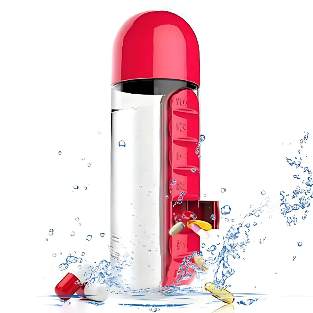MediBottle - Tragbare Wasserflasche mit integrierter Pillendose