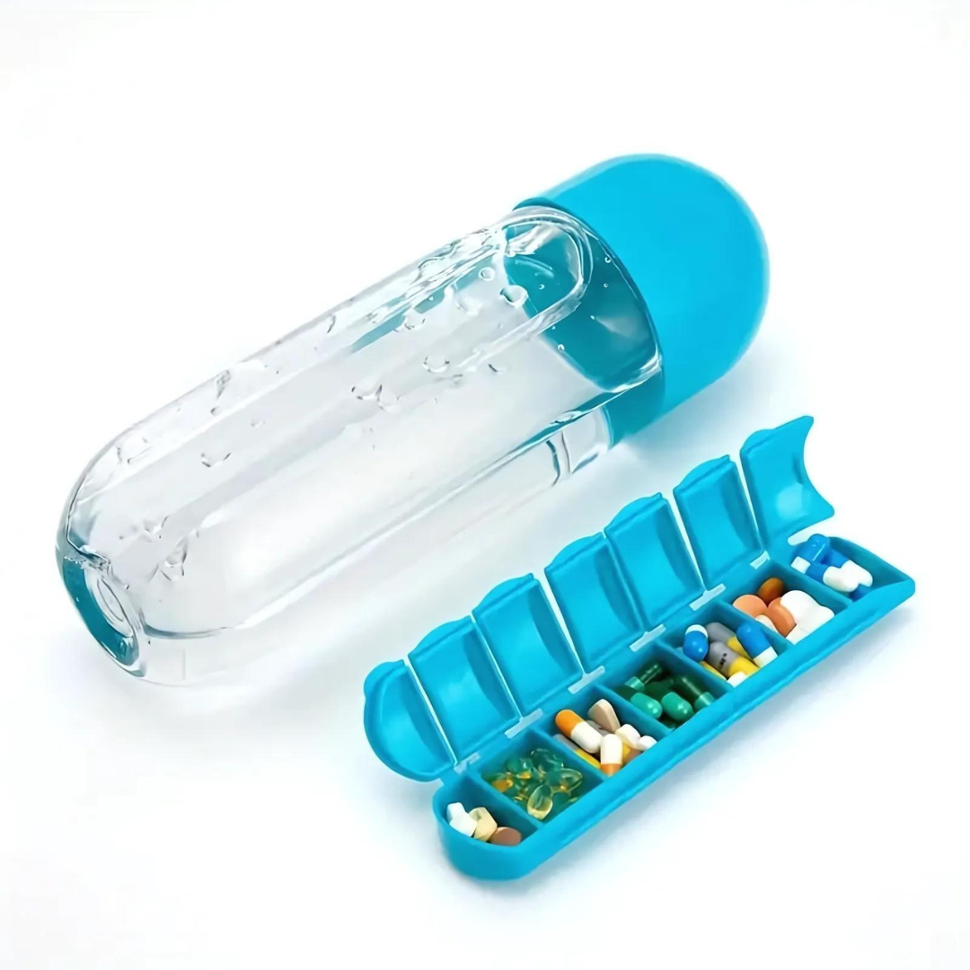 MediBottle - Tragbare Wasserflasche mit integrierter Pillendose