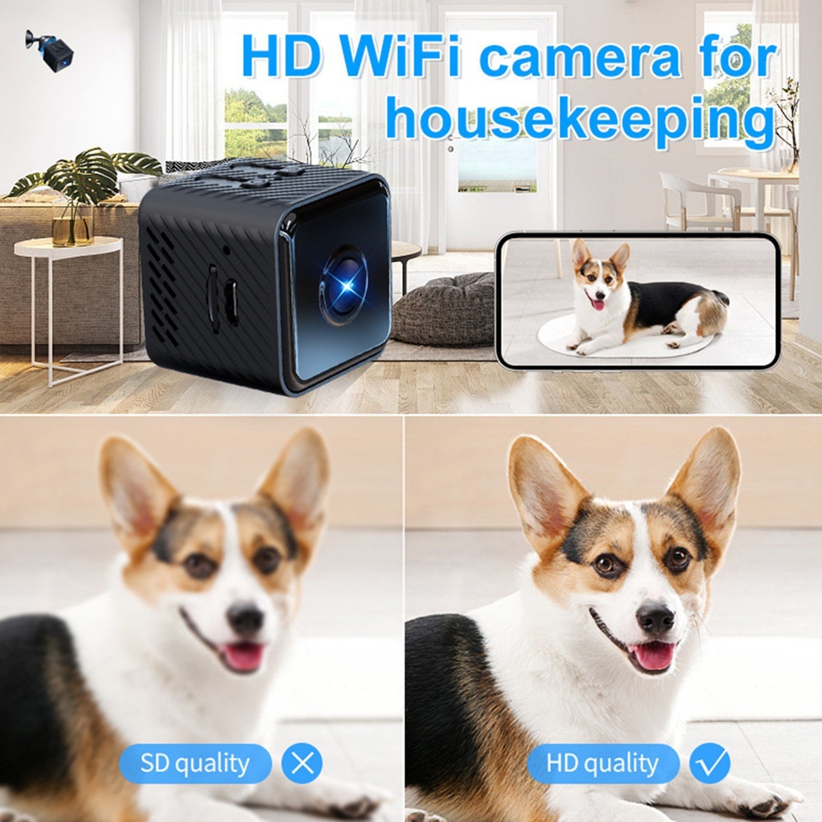 X2 Mini Smart-Sicherheitskamera - Drahtlose 1080P HD-Überwachung mit Nachtsicht