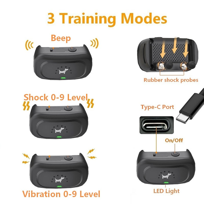 Pawfey 500m wasserdicht wiederaufladbares Hundetraining Halsband