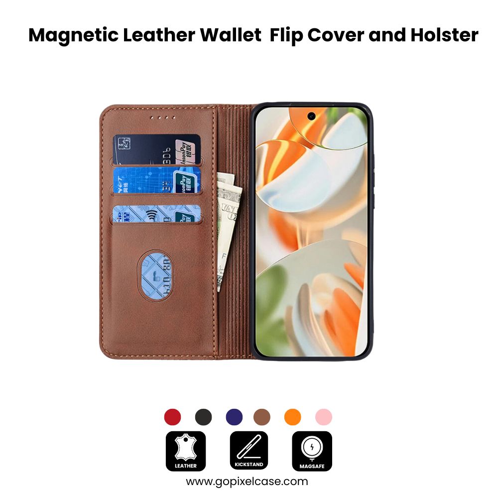 Magnetische Leder Brieftaschenhülle – Luxus und Funktionalität für Ihr Google Pixel 9 Pro