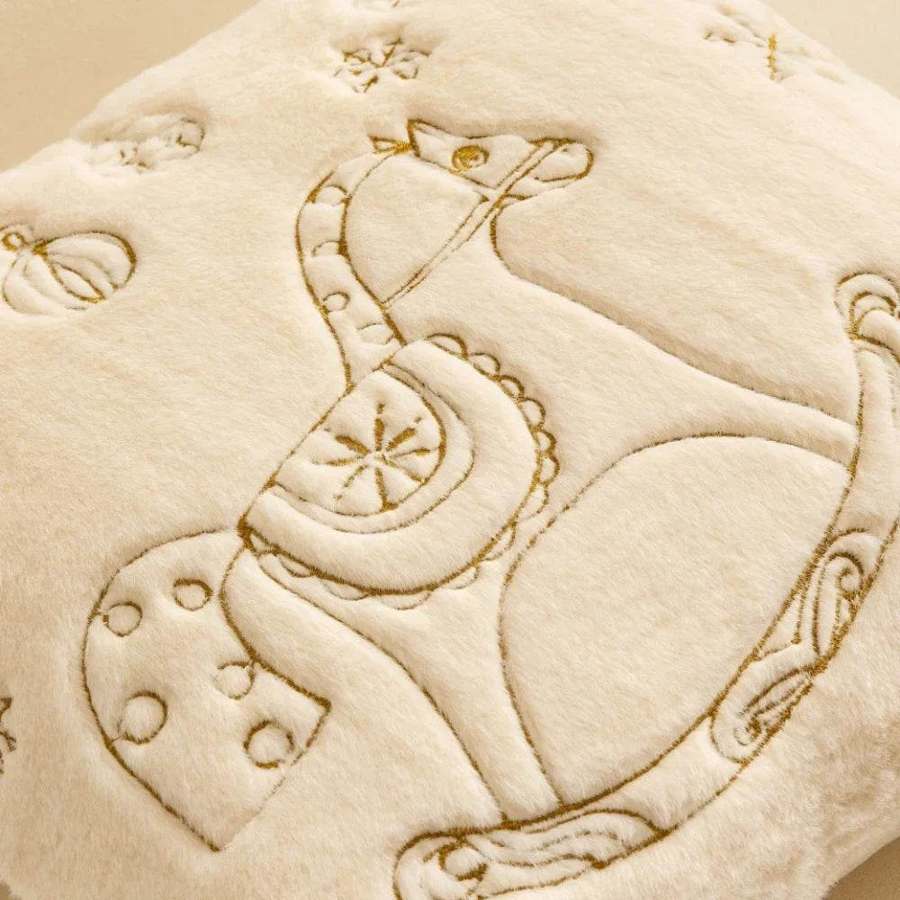 Plüsch Weihnachtskissenbezug | Bestickte Kissenhülle