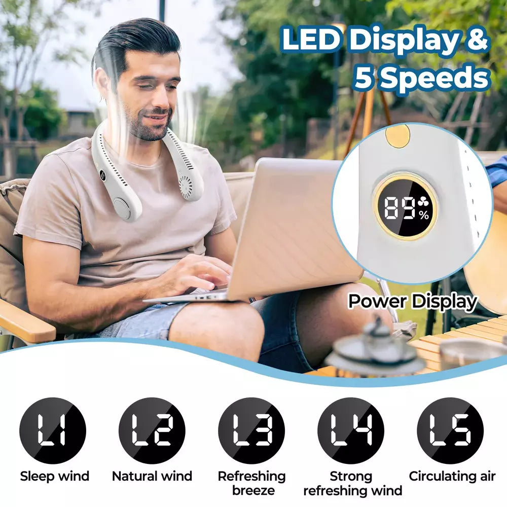 Tragbarer wiederaufladbarer Hals-Kühlventilator für Sommerreisen