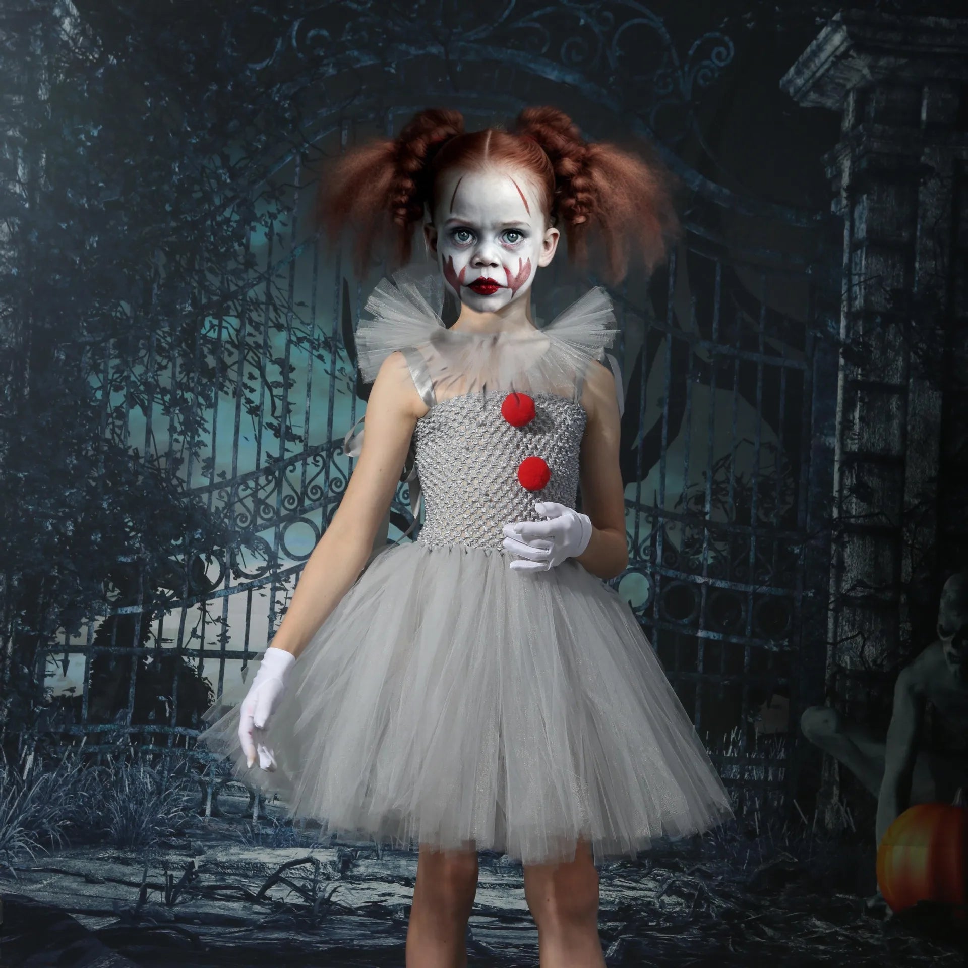 Tutu Kleid von gruseligen Clown für Mädchen – Kostüm von bösartigem Joker für Halloween