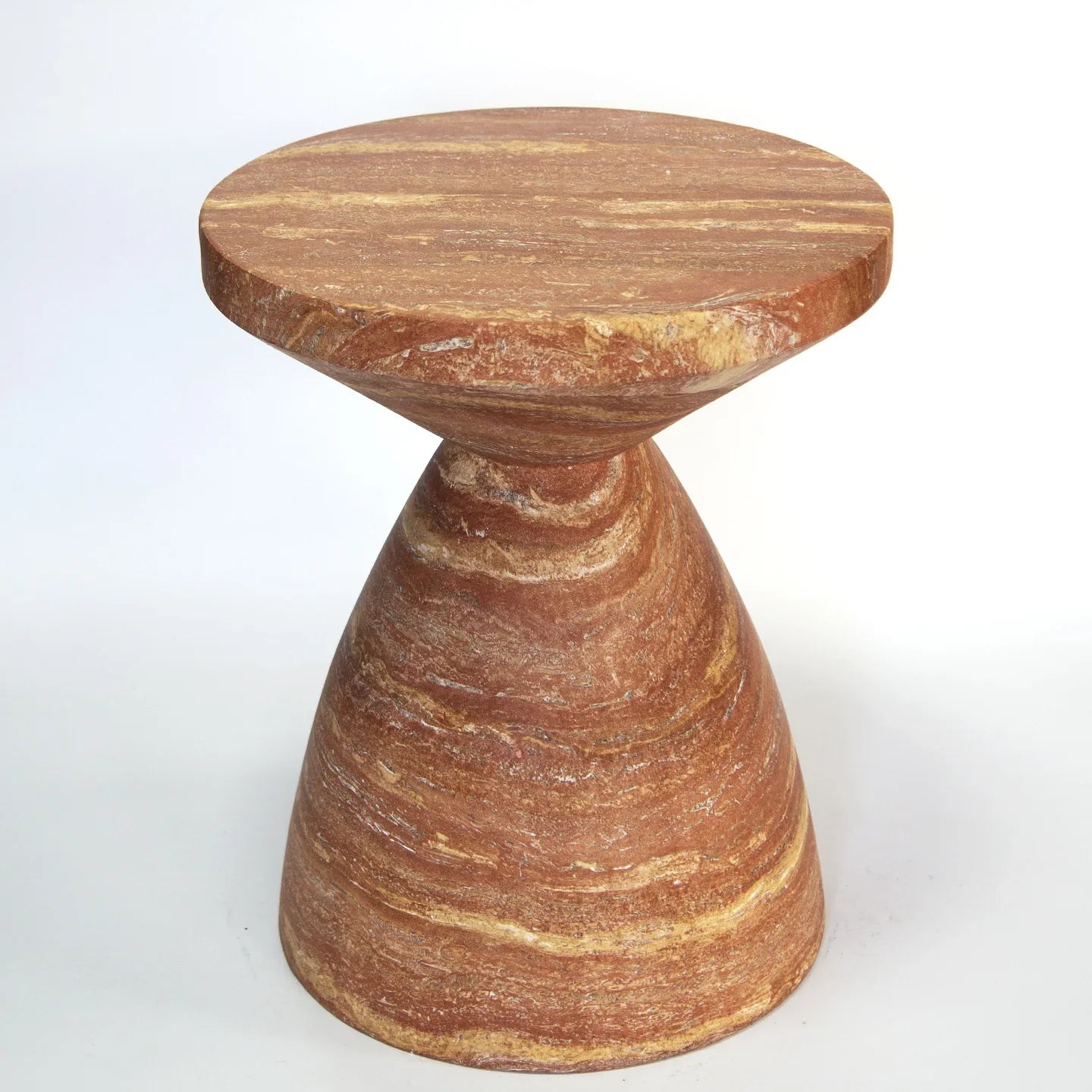 Roter Travertin Kaffeetisch | Skandinavischer Beistelltisch