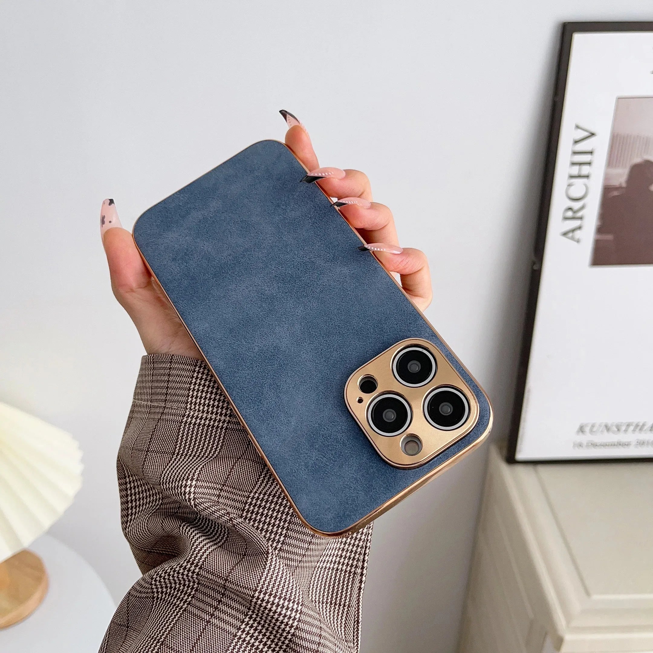 Luxus-Leder elektroplattierter Handyhülle für iPhone