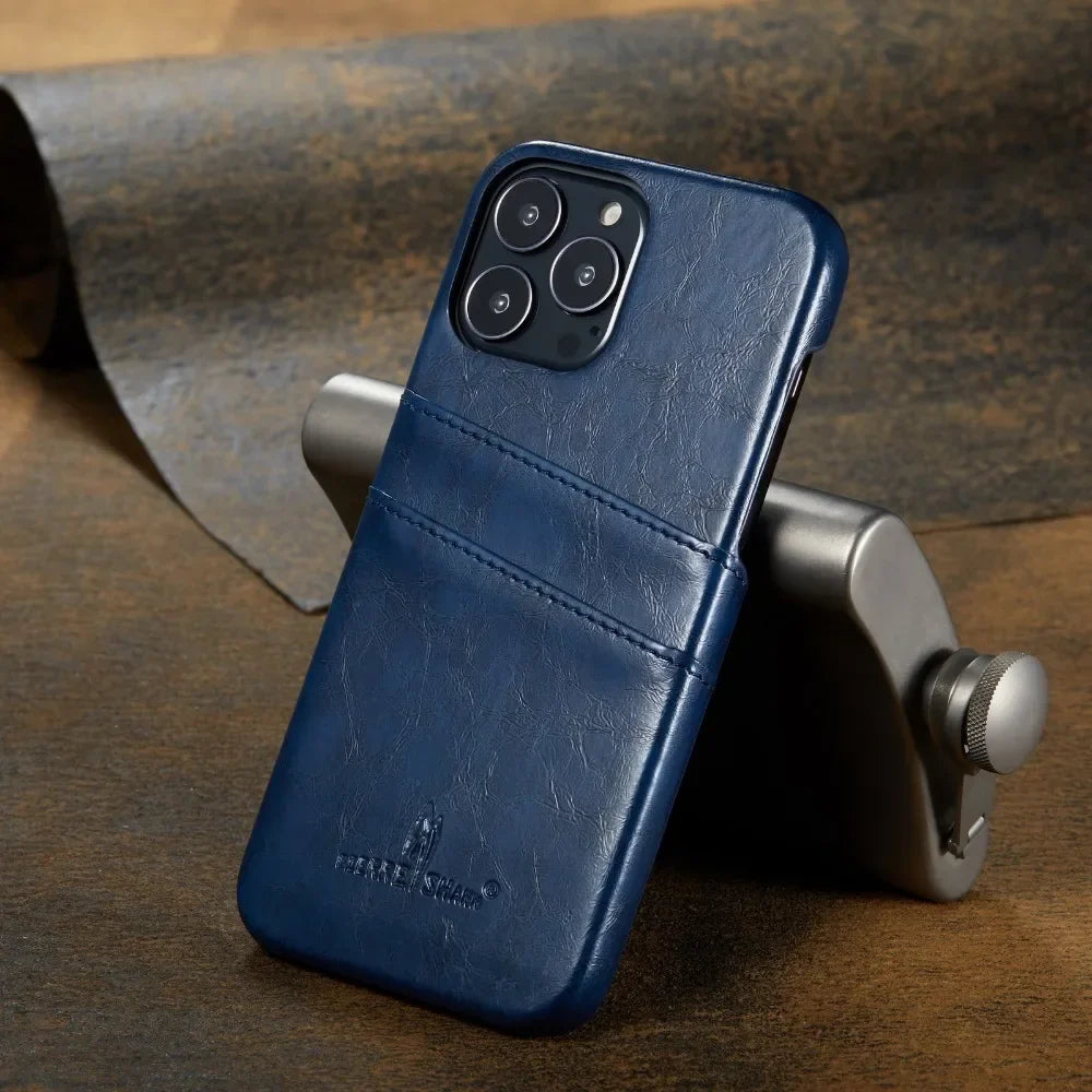 Leder Kartenhalter iPhone 13/12/11/X Rückenschale Hülle