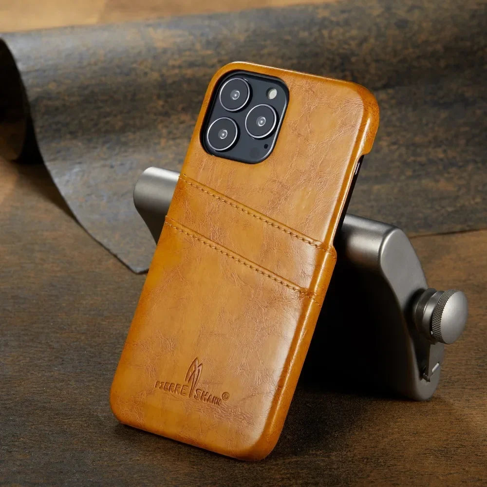 Leder Kartenhalter iPhone 13/12/11/X Rückenschale Hülle