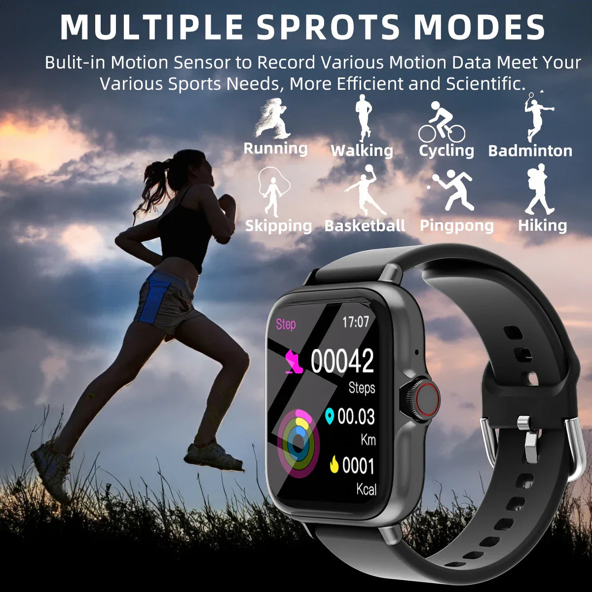 1,83" Wasserdichte Smartwatch – Anruf- & Nachrichtenbenachrichtigung, Schlafmonitor & Sport-Pedometer