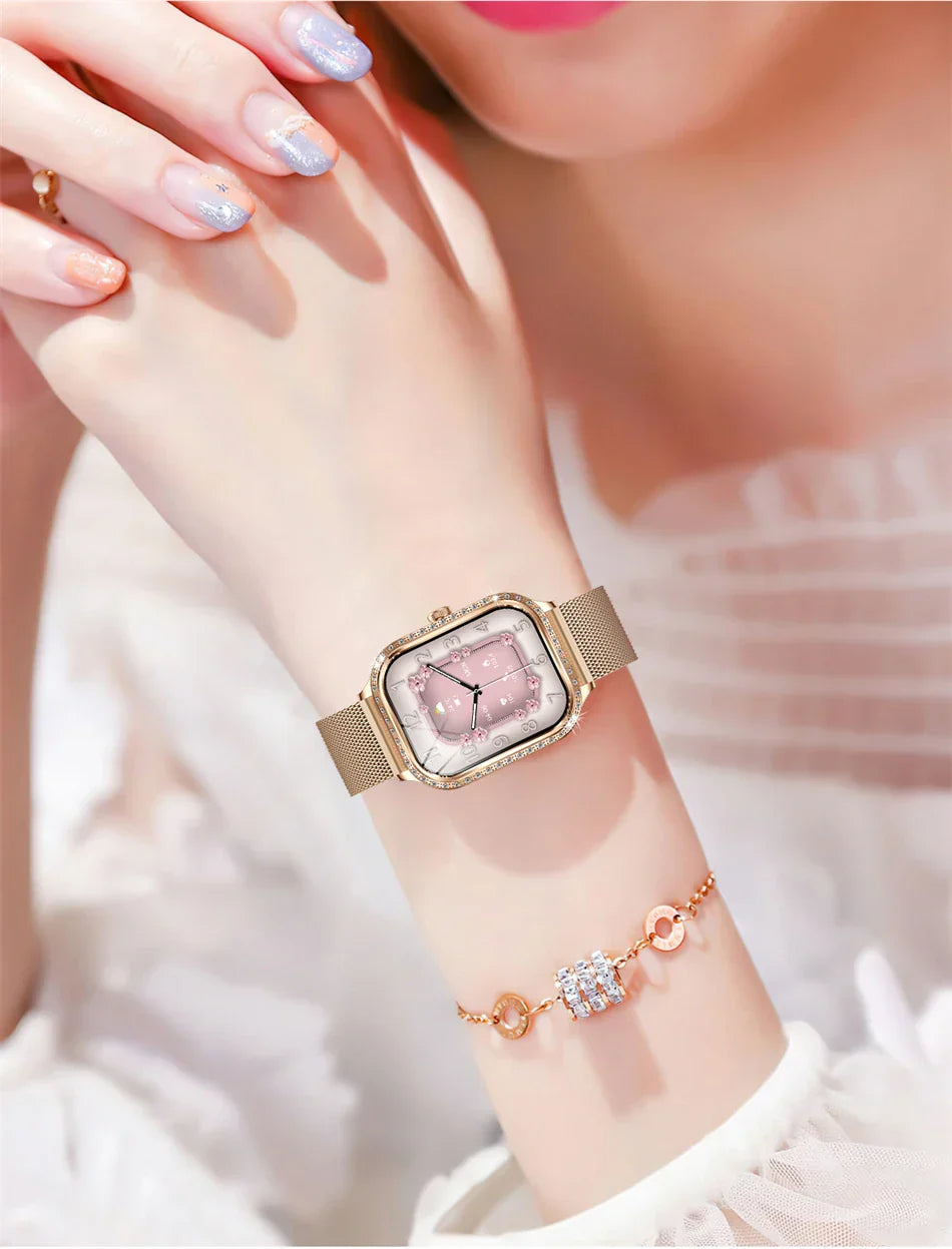 Stylische wasserdichte Smartwatch für Frauen mit Fitness-Tracking & Bluetooth-Anruffunktion