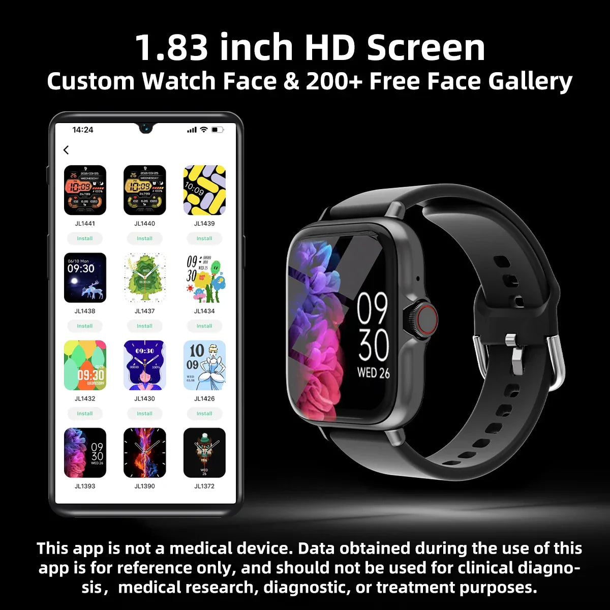 1,83" Wasserdichte Smartwatch – Anruf- & Nachrichtenbenachrichtigung, Schlafmonitor & Sport-Pedometer