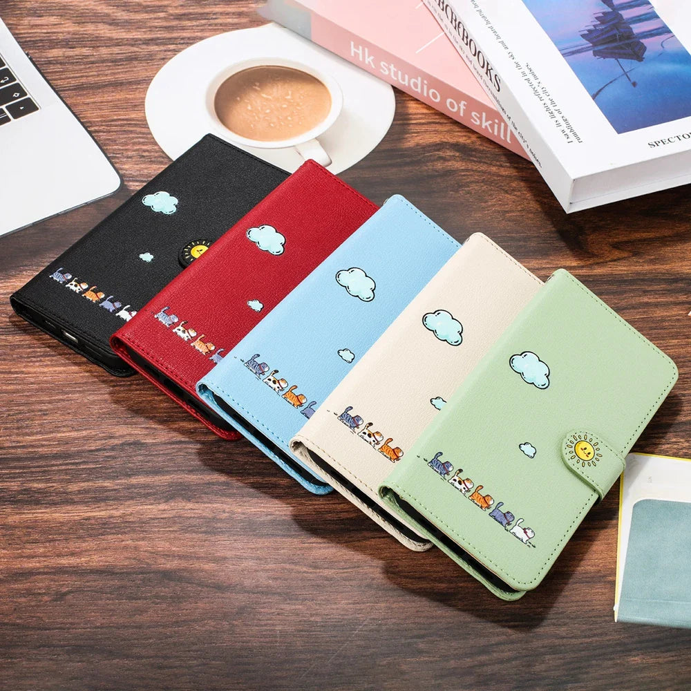 Katbedruckte magnetische Leder iPhone Flip Cover Geldbörse Hülle