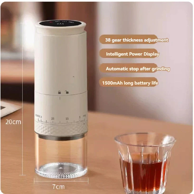 1500mAh Elektrische Kaffeemühle – Einstellbares USB-C wiederaufladbares Mahlwerk für frischen Kaffee