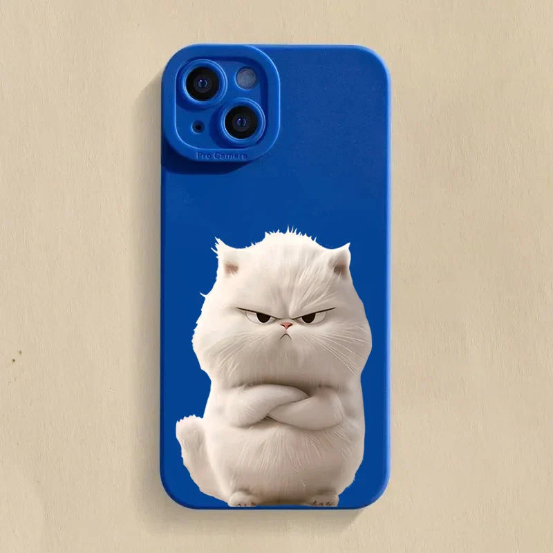 Blauer stoßfester Katzen-Silikon-Handyhülle für iPhone