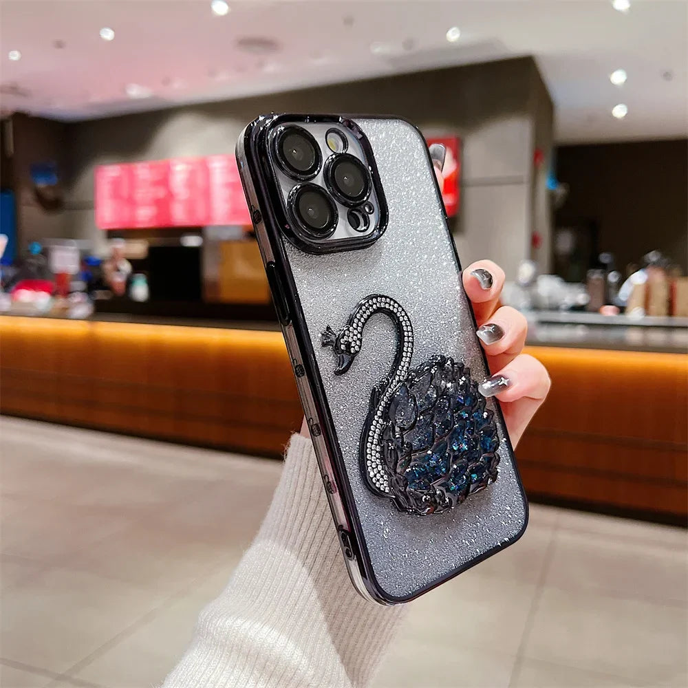 Gradient Diamond Schwan iPhone Glitzer Handyhülle