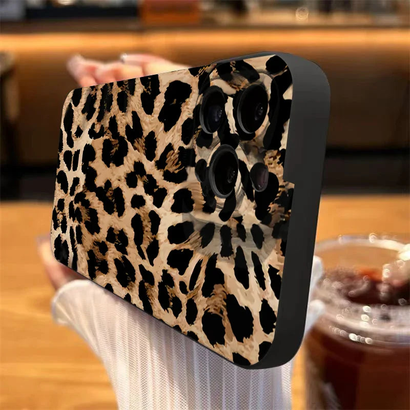 Leopard-Print-Muster iPhone Stoßfeste Weiche Silikonhülle