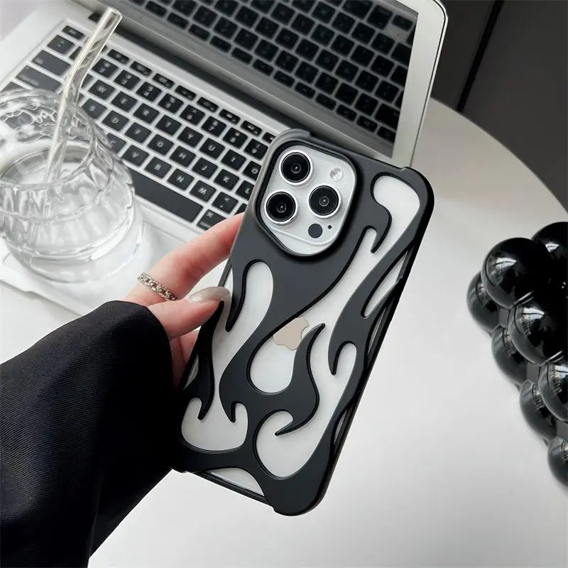 Inferno 3D Flamme Hohle Handytasche – Schlankes & Stoßfestes Design