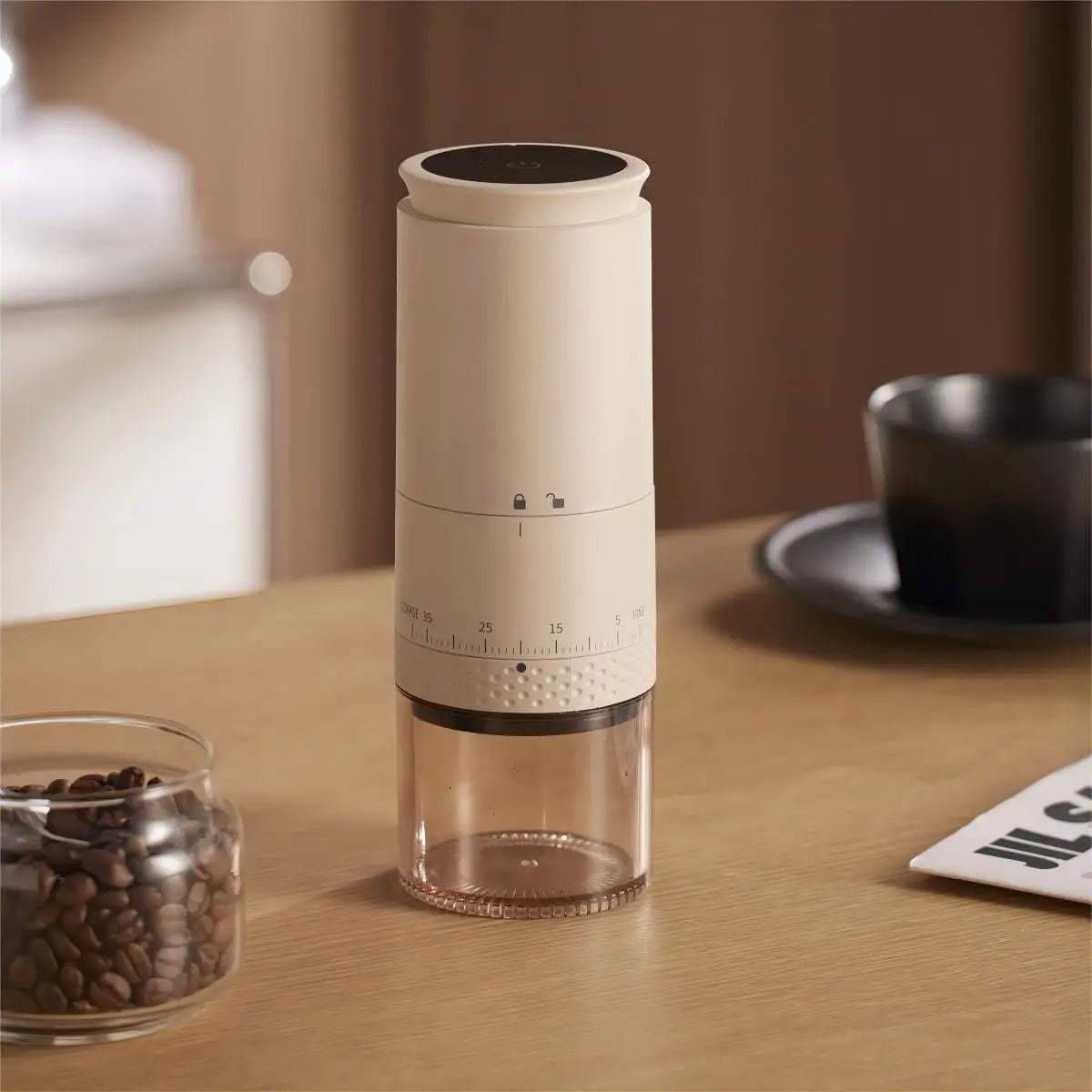 1500mAh Elektrische Kaffeemühle – Einstellbares USB-C wiederaufladbares Mahlwerk für frischen Kaffee