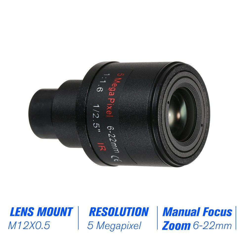 5.0 MP Varifokal 6-22mm Manuelle Fokus Zoom 1/2.5 CCTV Linse für Sicherheitskameras