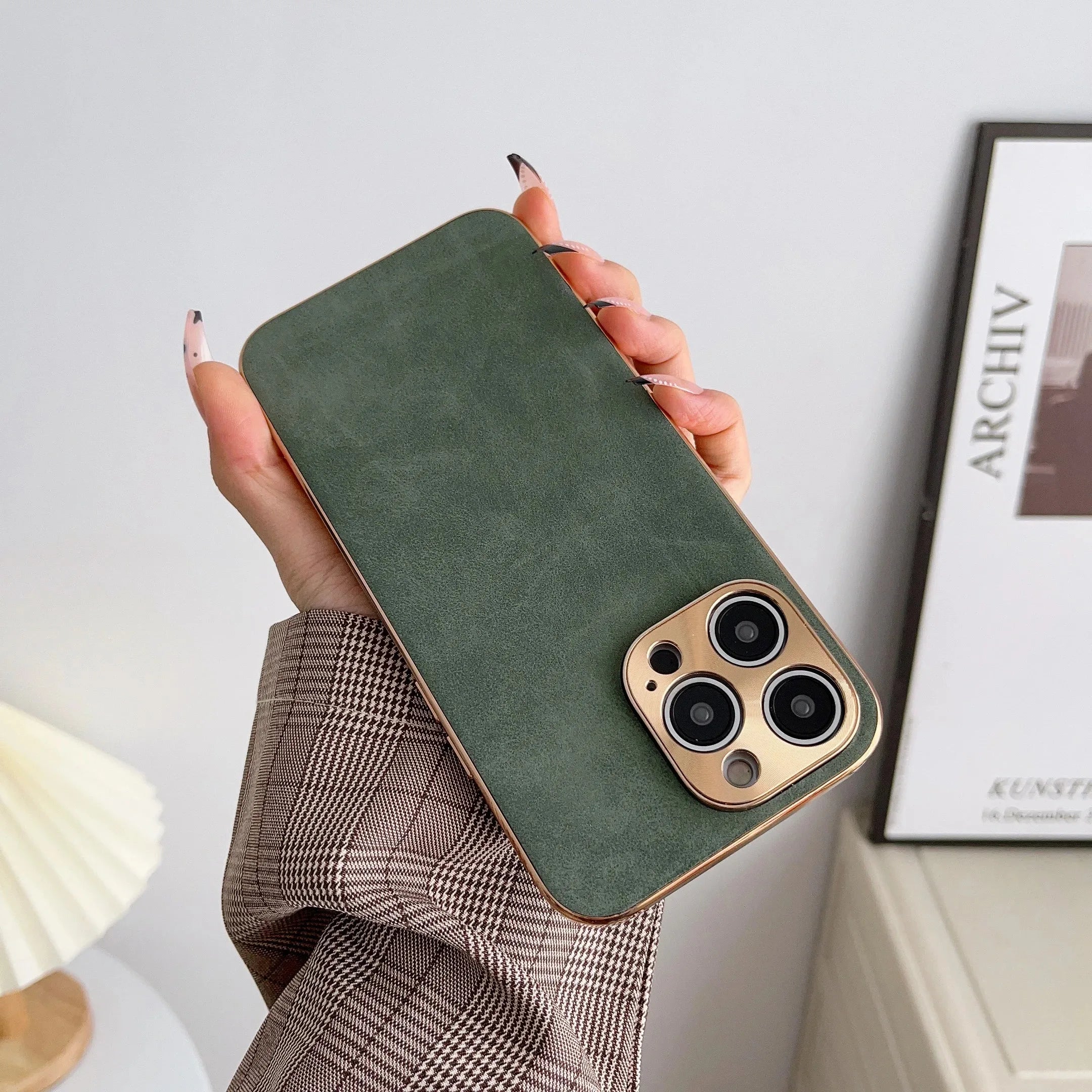 Luxus-Leder elektroplattierter Handyhülle für iPhone