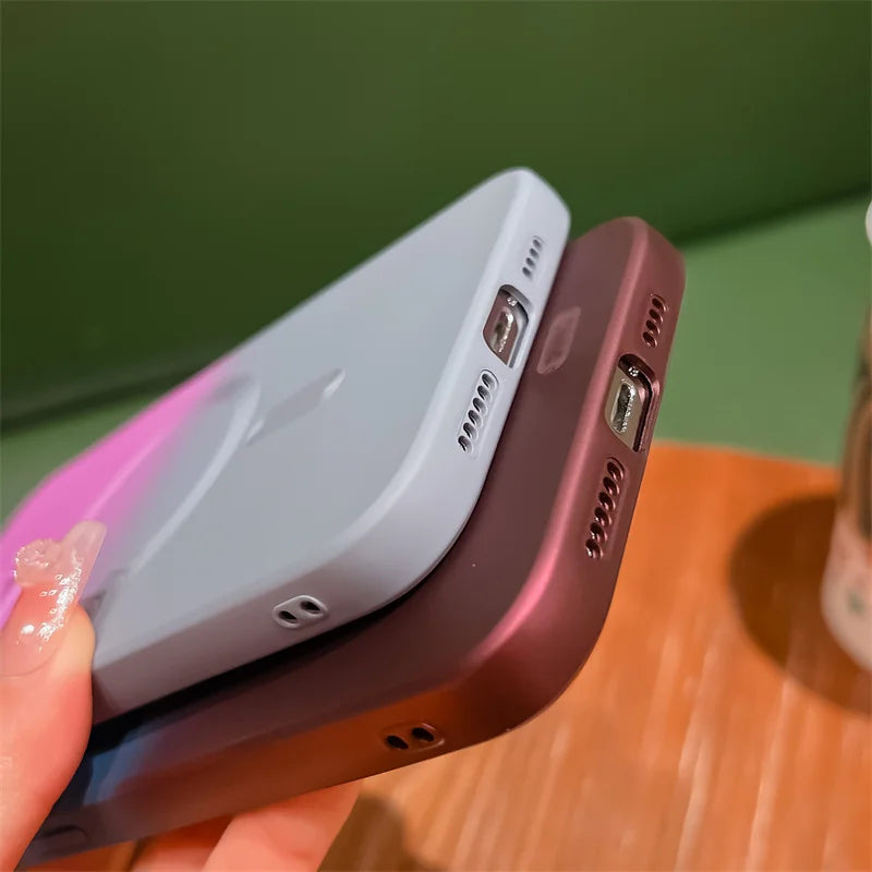 Stoßsicheres Farbverlauf-Silikon iPhone MagSafe Wireless Charging Case