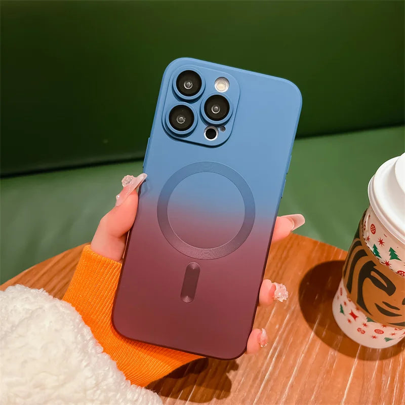 Stoßsicheres Farbverlauf-Silikon iPhone MagSafe Wireless Charging Case