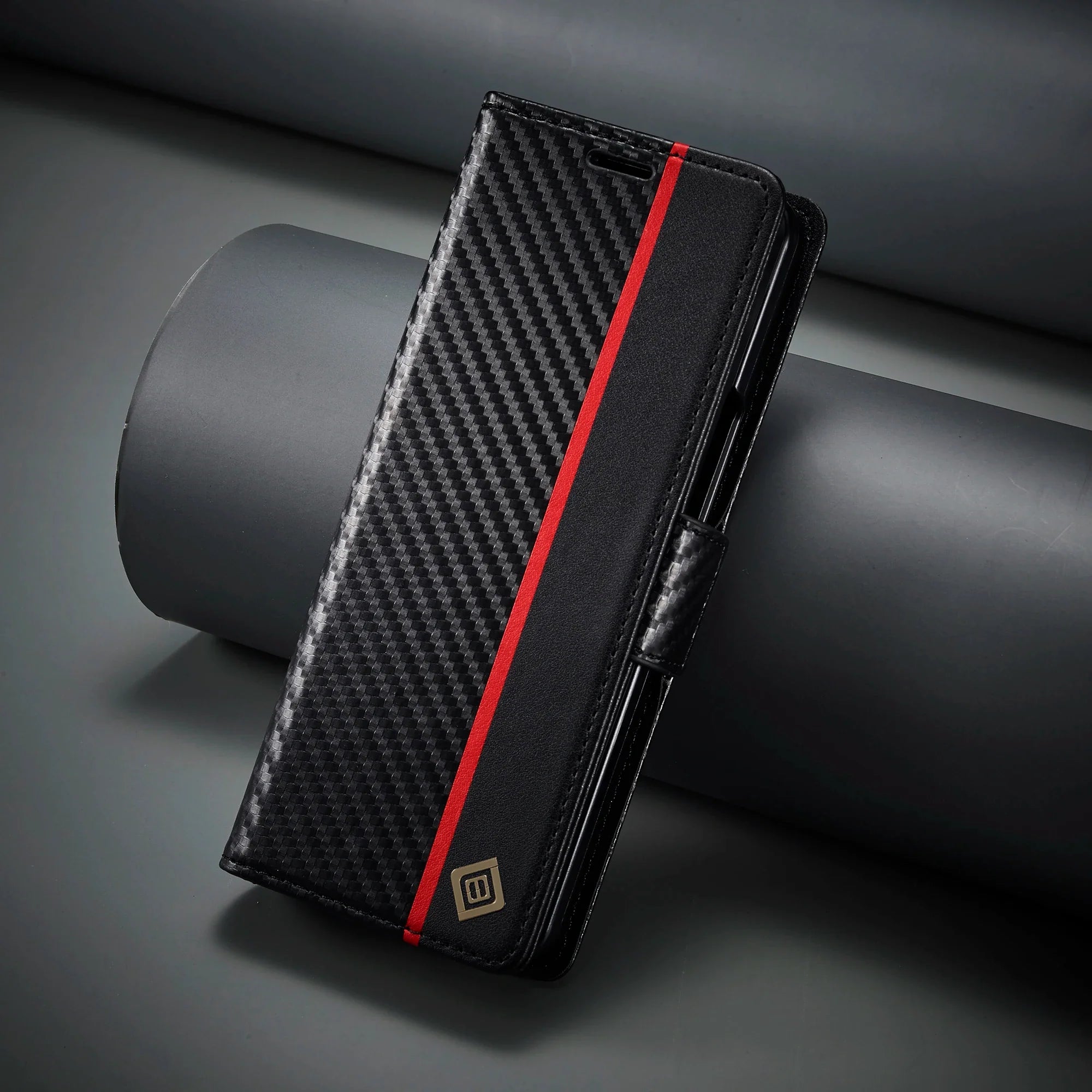 Carbon Fiber Samsung Z Fold Magnetische Flip Cover Geldbörse Hülle