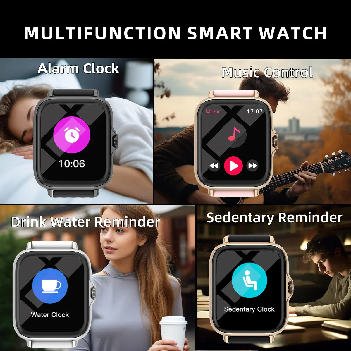 1,83" Wasserdichte Smartwatch – Anruf- & Nachrichtenbenachrichtigung, Schlafmonitor & Sport-Pedometer