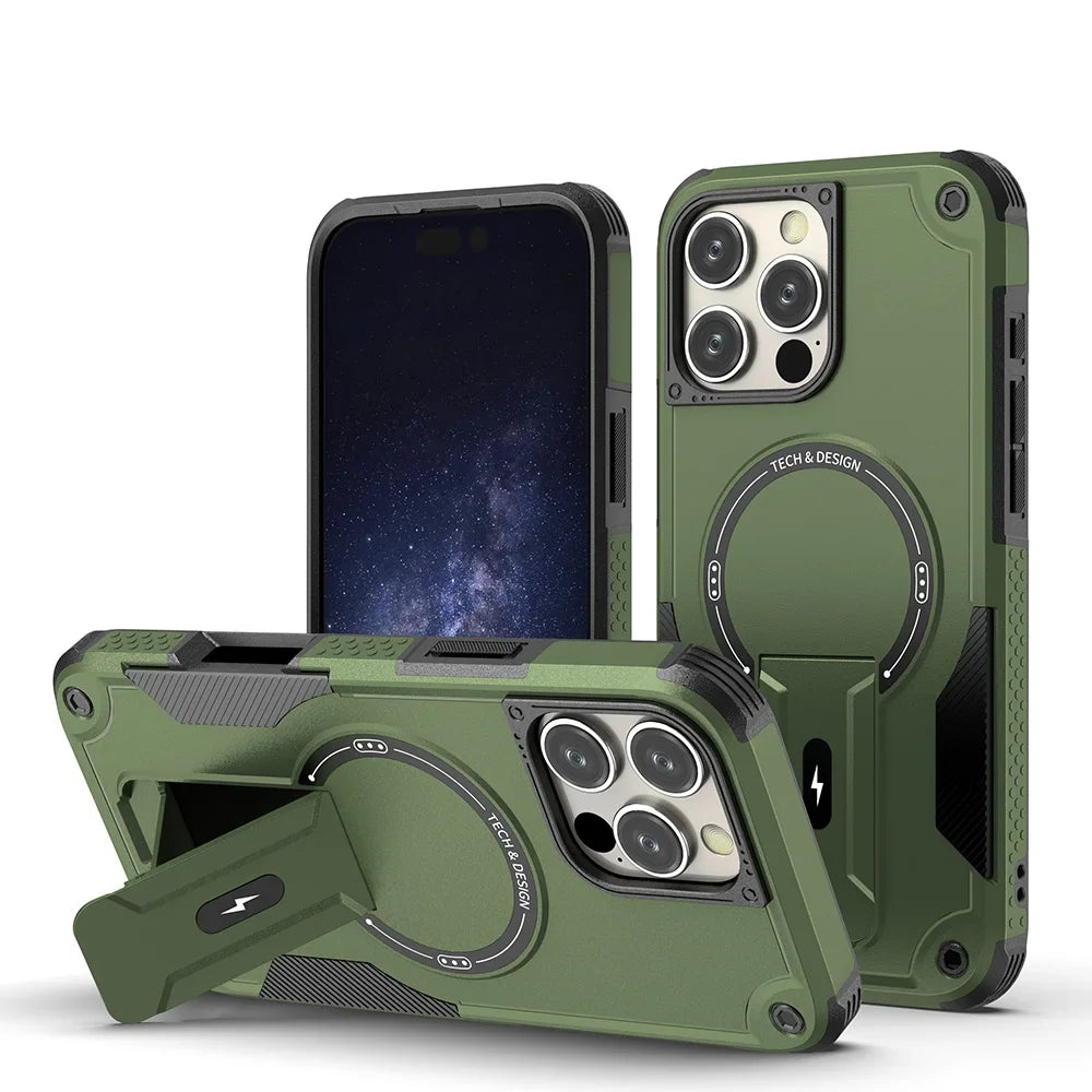 Armor MagSafe iPhone Kickstand Magnetische Stoßsichere Hülle