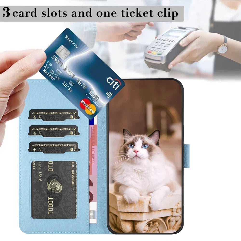 Katbedruckte magnetische Leder iPhone Flip Cover Geldbörse Hülle