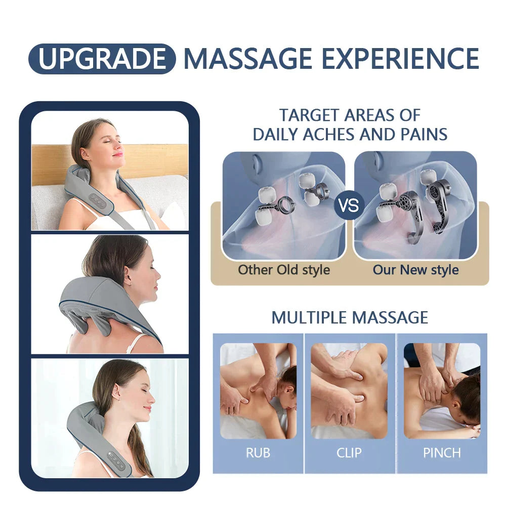 Tragbares Massagegerät mit Wärme für gezielte Nacken- und Schultermassage