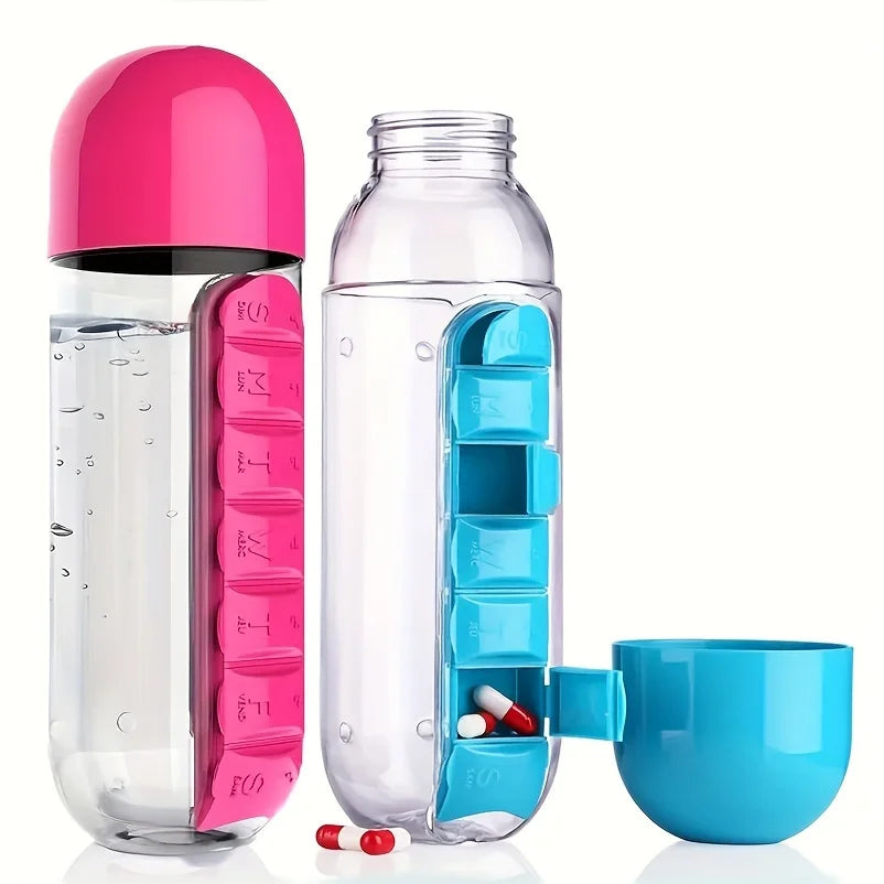 MediBottle - Tragbare Wasserflasche mit integrierter Pillendose