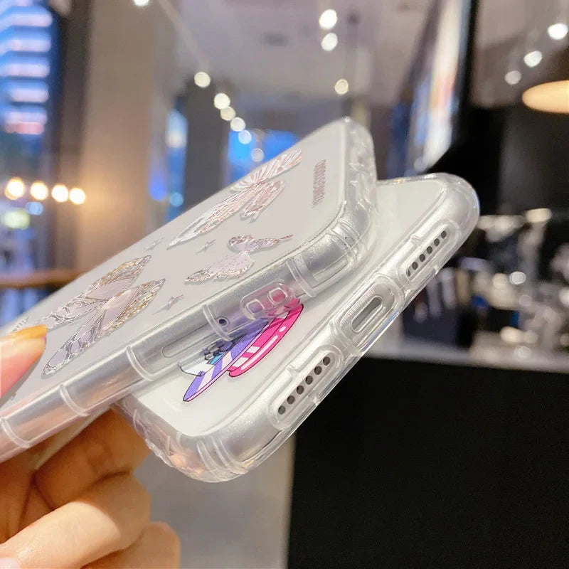 Bedruckte Herzmuster iPhone Stoßfeste Klarsicht-Hülle