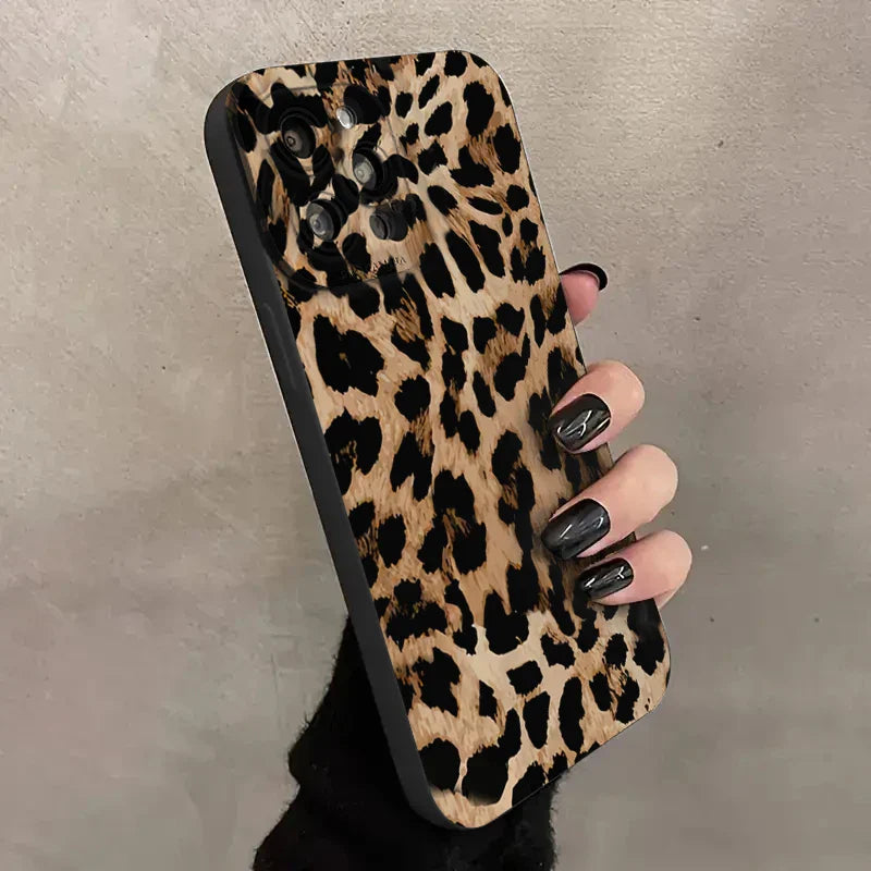 Leopard-Print-Muster iPhone Stoßfeste Weiche Silikonhülle