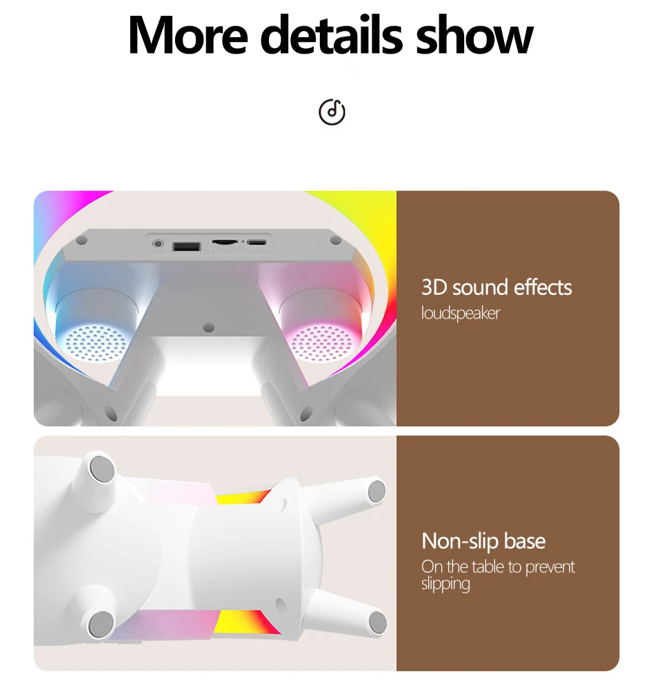 Kabellose Ladelampe mit 360° Surround-Sound Lautsprecher