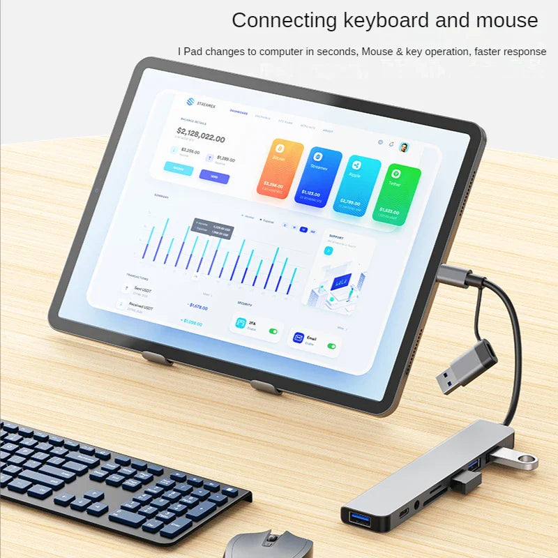 USB-C Dockingstation | Multiport-Adapter | USB 3.0 | SD/TF-Kartenleser | Audioausgang
