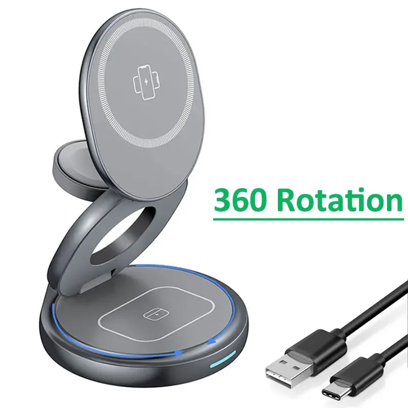 MagCharge 360° – 3-in-1 Rotierende Wireless-Ladestation
