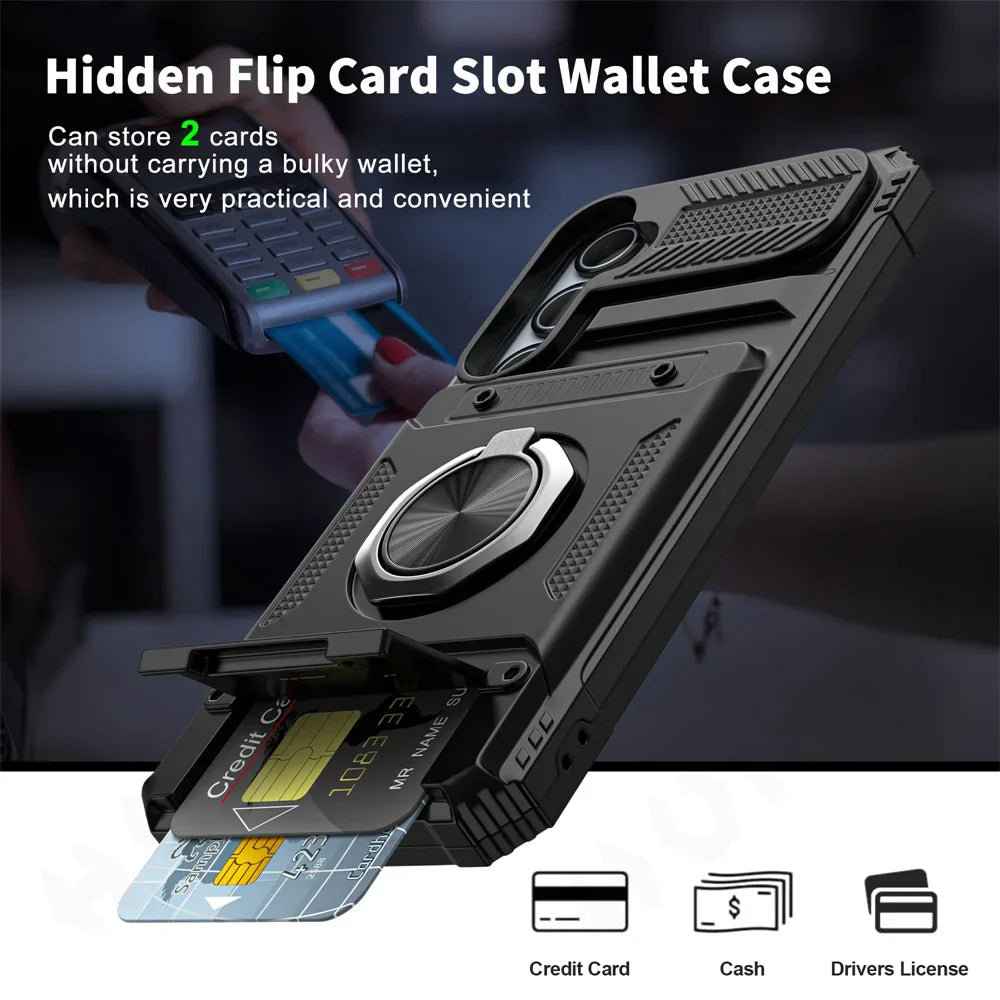 Stoßfeste Samsung Kartenhalterhülle mit magnetischem Ringhalter