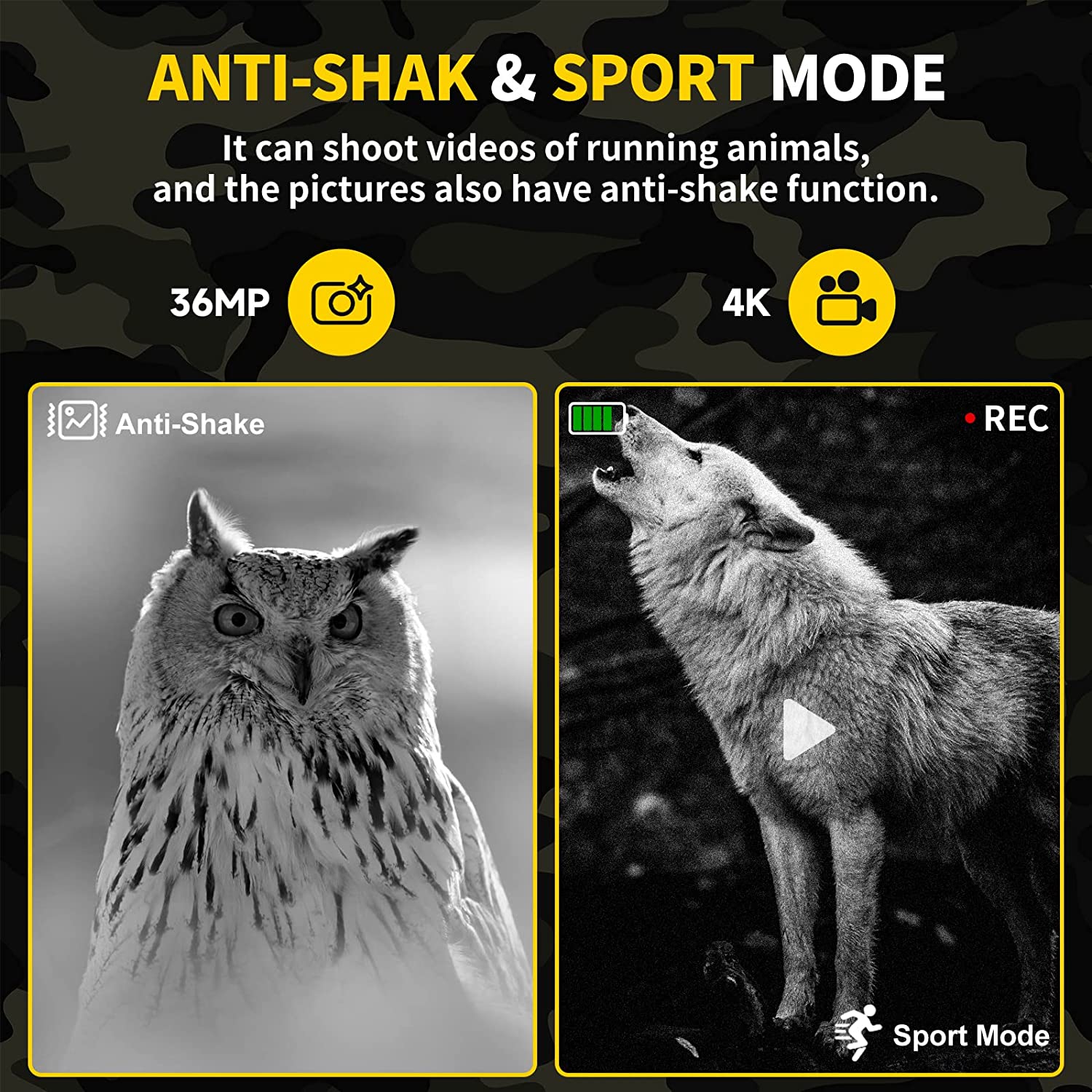 Nachtsichtfernglas 5x Vergrößerung IR LED 500m Reichweite 4K Foto Video