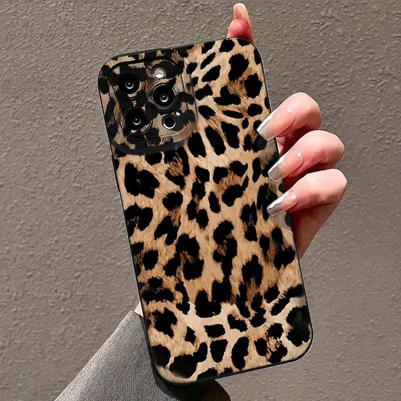 Leopard-Print-Muster iPhone Stoßfeste Weiche Silikonhülle