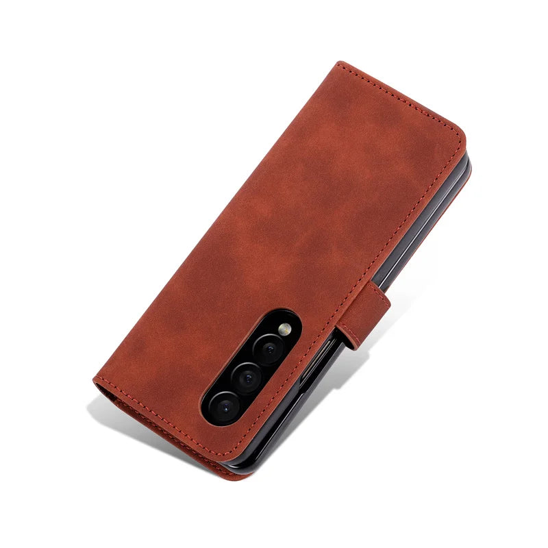 Leder Flip Cover Samsung Z Fold Magnetische Brieftasche Hülle